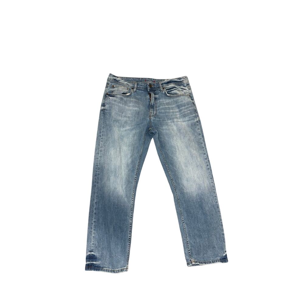 ZARA ZW Collection Relaxed Fit Mid Rise Slim Leg Jeans Light Blue Women 10